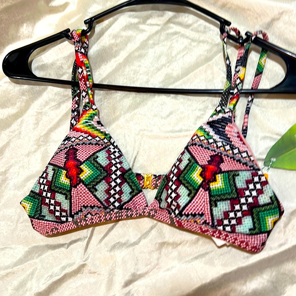Multi colored bikini top in medium